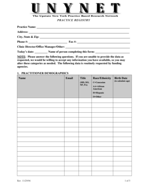 Practice Registry Form