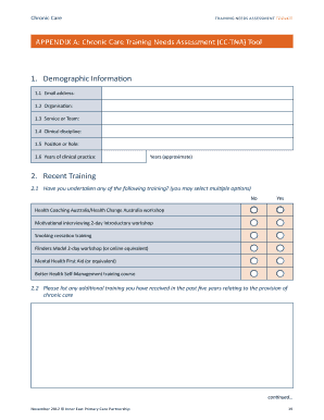Chronic Care Training Needs Assessment Tool