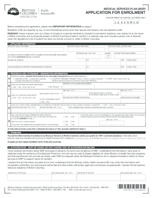 British Columbia Medical Services Plan Enrolment Form