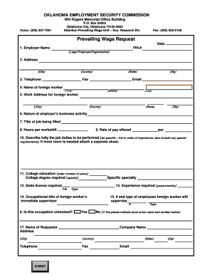 Prevailing Wage Request Form