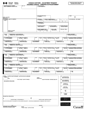 Canada Customs Adjustment Request Form