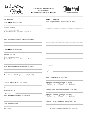 Wedding Announcement Form