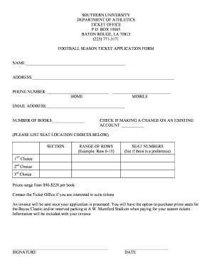 Football Season Ticket Application Form