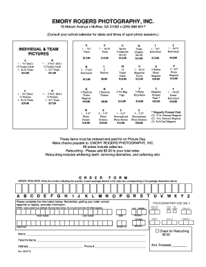 School Sports Photo Order Form