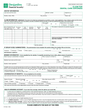 Group Insurance Dental Care Expense Claim Form