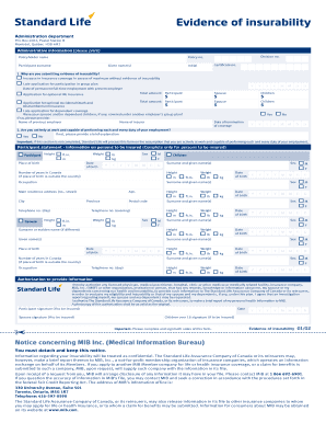 Evidence of Insurability Form