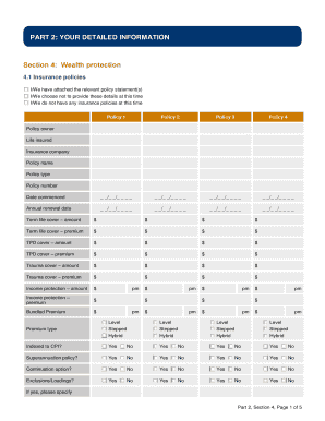 Wealth Protection Insurance Policy Form