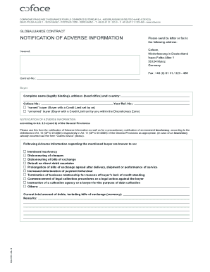 Global Alliance Contract Notification of Adverse Information