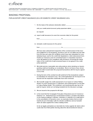 Binding Proposal for Export Credit Insurance