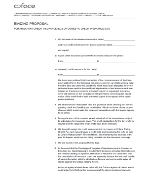 Binding Proposal for Export Credit Insurance