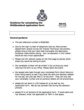 NHSScotland Trainee Technician Application Form