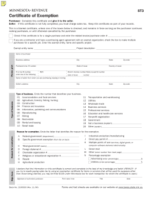 Minnesota Certificate of Exemption