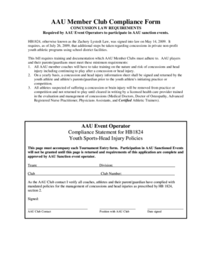 AAU Concussion Compliance Form