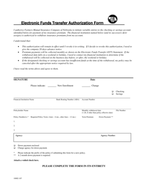 Electronic Funds Transfer Authorization Form