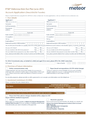 FTSE Defensive Kick Out Plan Application