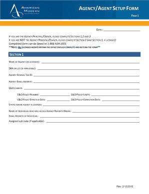 Agency Setup Form