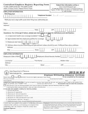 Iowa Centralized Employee Registry Reporting Form