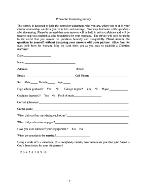 Premarital Counseling Survey