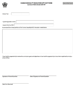 Human Sexuality Education Opt-Out Form