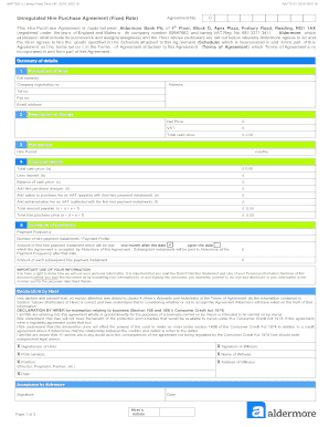 Unregulated Hire Purchase Agreement