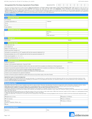 Unregulated Hire Purchase Agreement