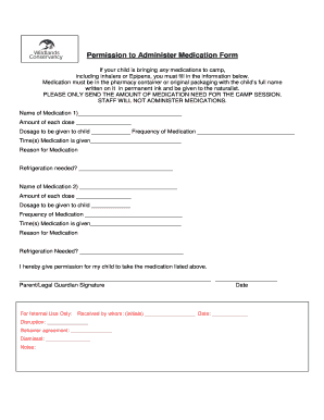 Permission to Administer Medication Form