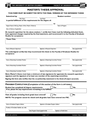 Master’s Thesis Approval Form