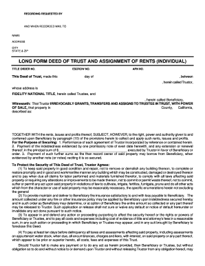 Long Form Deed of Trust and Assignment of Rents