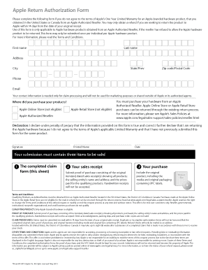 Apple Return Authorization Form