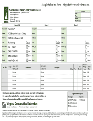 Virginia Cooperative Extension Sample Submittal Form
