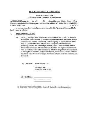 Purchase and Sale Agreement for Condominium Unit
