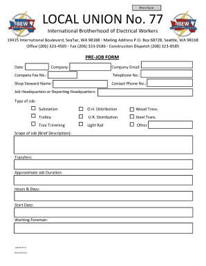 Pre-Job Form