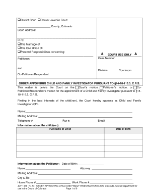 Colorado Child and Family Investigator Appointment Order