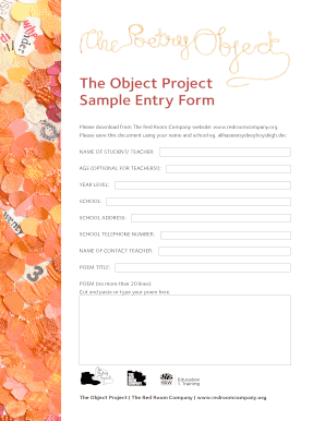 The Object Project Entry Form