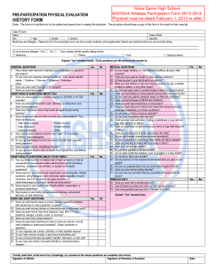 Pre-Participation Physical Evaluation Form