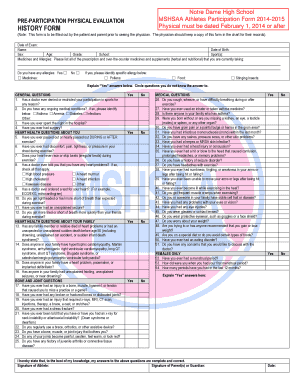 Pre-Participation Physical Evaluation Form