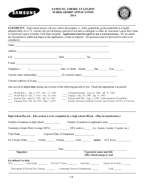 Samsung American Legion Scholarship Application