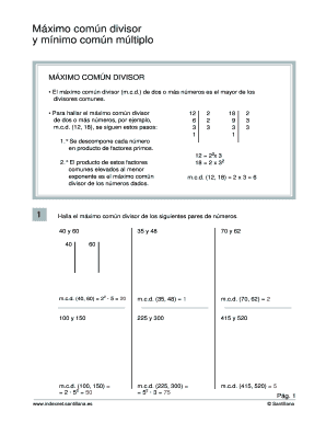 Máximo común divisor y mínimo común múltiplo