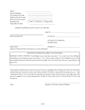 Arizona Affidavit of Financial Information