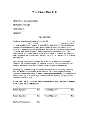 Lease Pet Provision Addendum