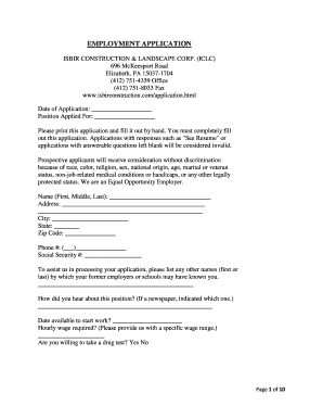 Employment Application Form