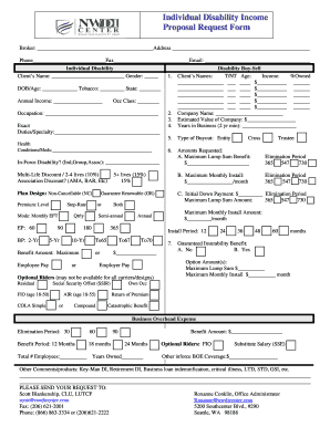 Individual Disability Income Proposal Request Form