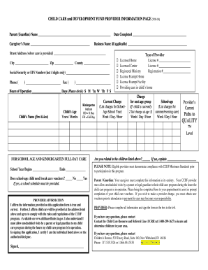 Child Care Provider Information Form