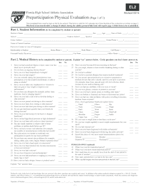 Florida High School Athletic Association Preparticipation Physical Evaluation