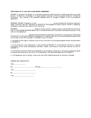 Confidentiality and Non-Disclosure Agreement
