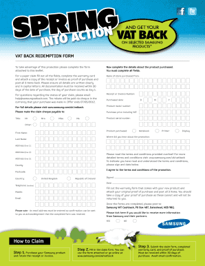 Samsung VAT Cashback Redemption Form