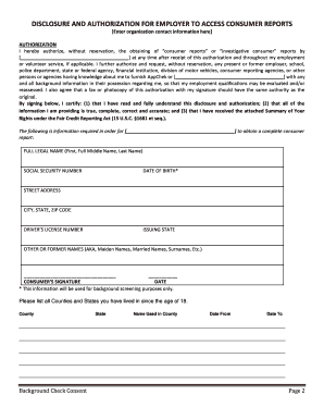 Background Check Consent Form