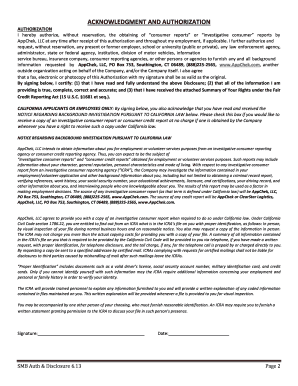 Background Check Disclosure and Authorization