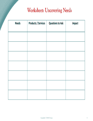 RAIN Selling Needs Discovery Worksheet