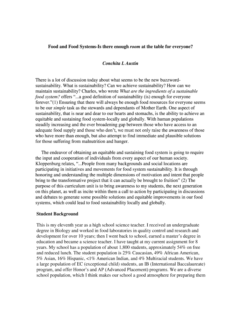 Fillable Online charlotteteachers Food and Food SystemsIs there enough